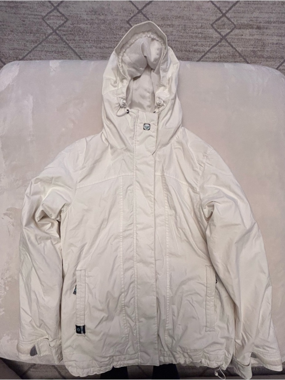 ROXY Cream Hooded Winter Jacket - Lightweight Insulated Coat
